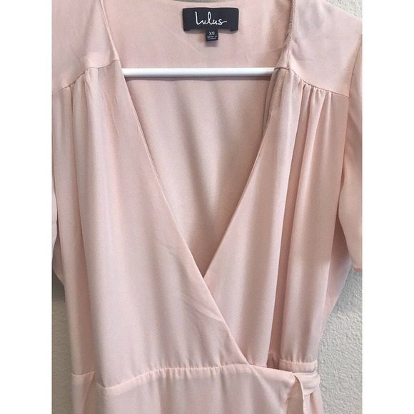 Lulu's Maxi Dress Crescendo Blush Pink Wrap Size XS Slit - Picture 4 of 7